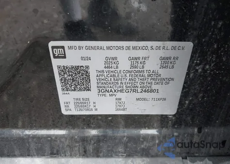 2024 Chevrolet Equinox Fwd Ls from USA, damaged, VIN 3GNAXHEG7RL246801